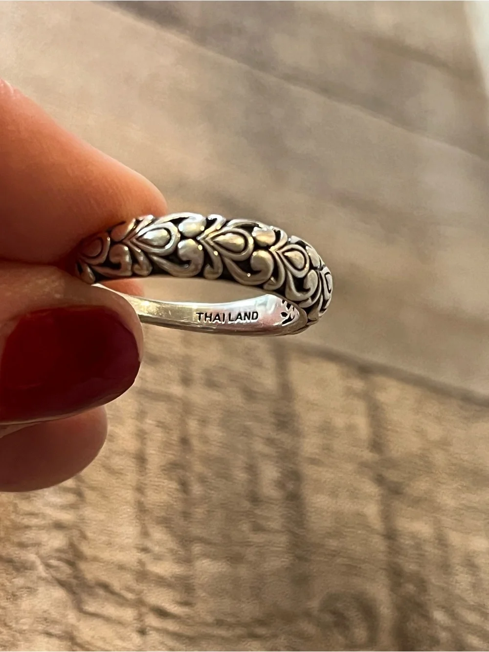 Angela by John Hardy Sterling Silver Floral Pattern Dome Ring size 10